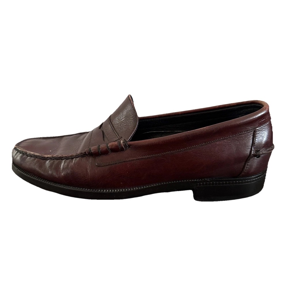 Florsheim Penny Loafers Men 8D Burgundy Leather Slip On Moc Toe